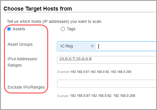 Choose target hosts from Assets.